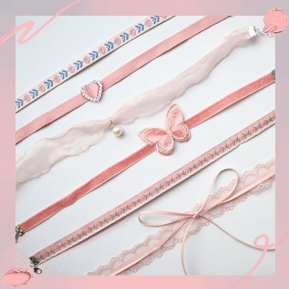 Adjustable Pink Choker Necklace Set - 7 Stylish Designs for Every Occasion main image 4